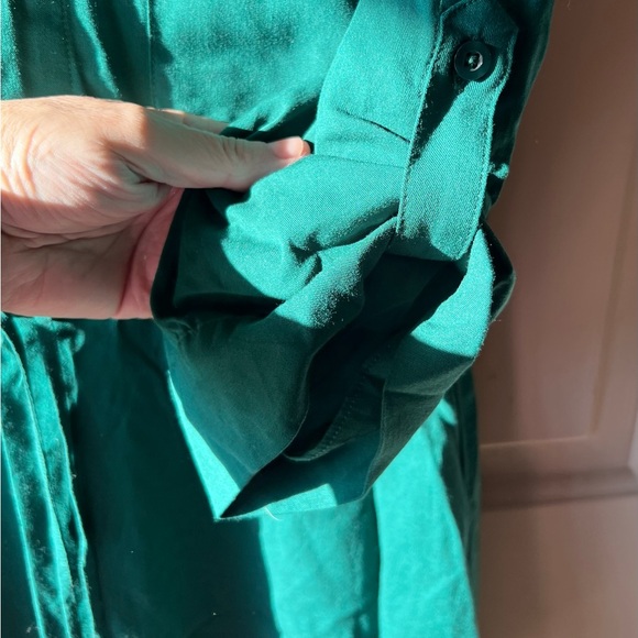 Green Babydoll Stretch Challis Zip Front Torrid Tunic Casual Top 0 (L) #1861 - Picture 9 of 10